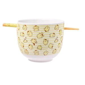 Sanrio Pompompurin Ramen Bowl Chopsticks Kawaii Ceramic Anime Gift 20oz